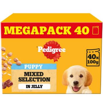 Pedigree Pouch Puppy Mixed Selection in Jelly 40 x 100g Mega Pack