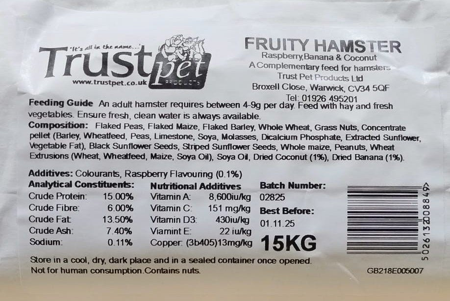 Trust Fruity Hamster - Raspberry Banana & Coconut 15kg