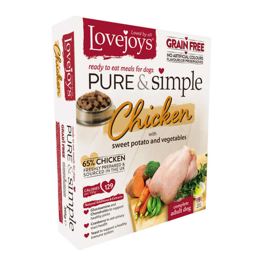 Lovejoys Chicken Pure & Simple Grain Free Complete Adult Wet Dog Food 10 x 395g