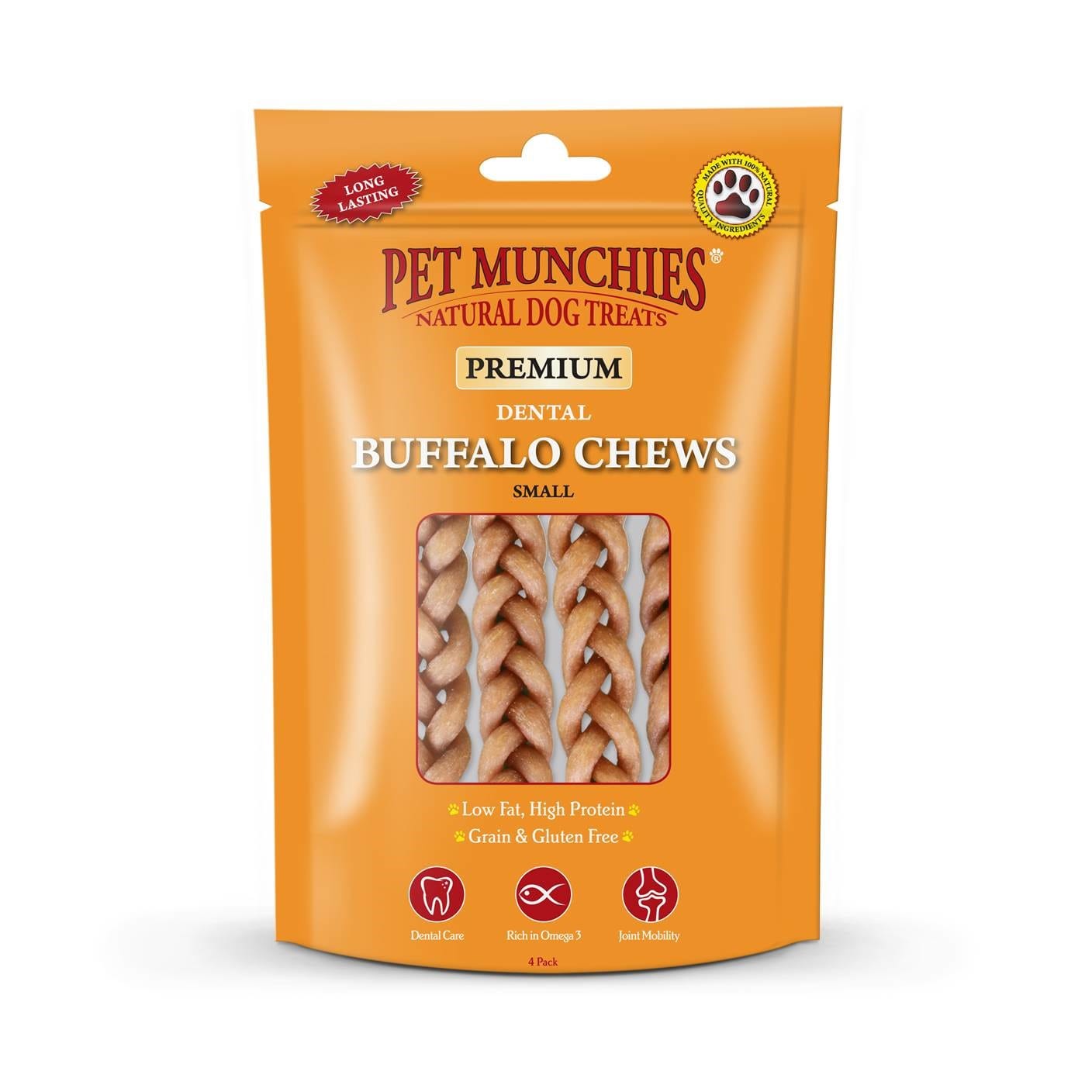 Pet Munchies Small Dental Buffalo Dog Chews 55g (4 chews)