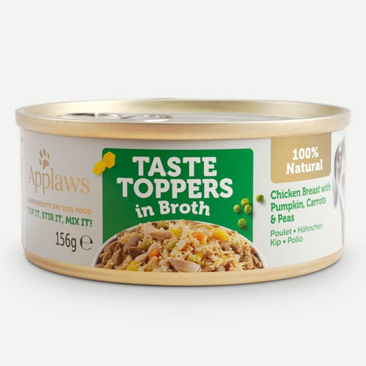 Applaws Taste Toppers Dog Can Chicken, Pumpkin, Carrots & Peas in Broth 156g - Case of 12