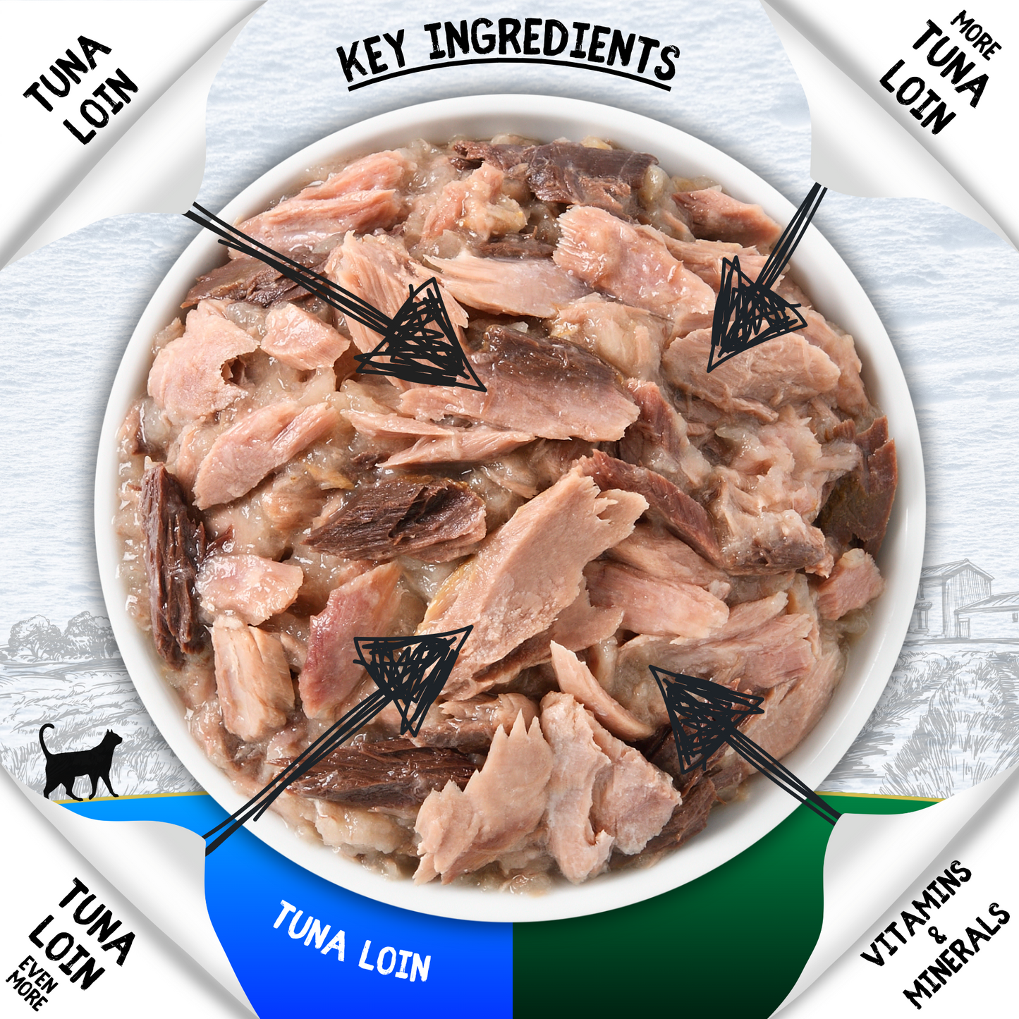 COOKHOUSE 100% Natural & Complete Luxury Wet Cat Food - 36 x 70g Pouches - Tuna Loin/Tuna Loin with Sardine - Fillets in Jelly