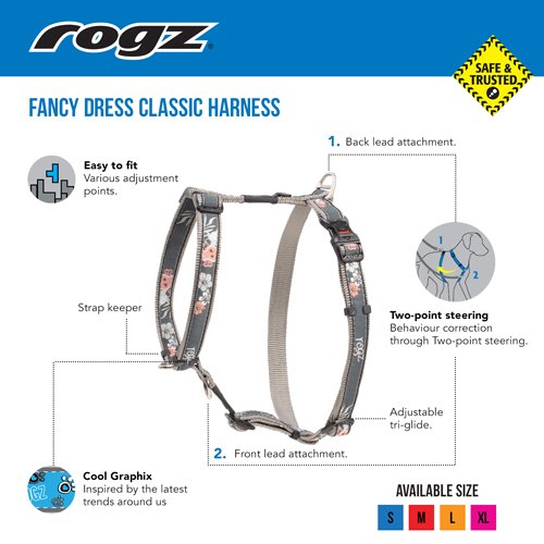 Rogz Fancy Dress Classic Harness Multi Bone