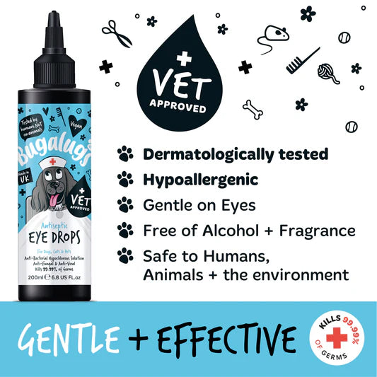 Bugalugs Antiseptic Eye Drops for Dogs, Cats & Pets 200ml