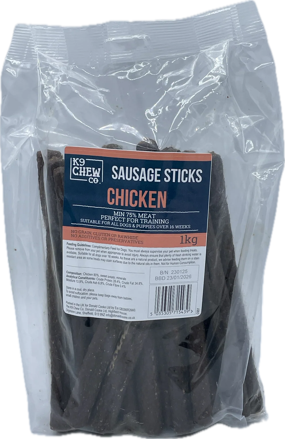 K9 Chew Co. Chicken Sausage Sticks 1kg