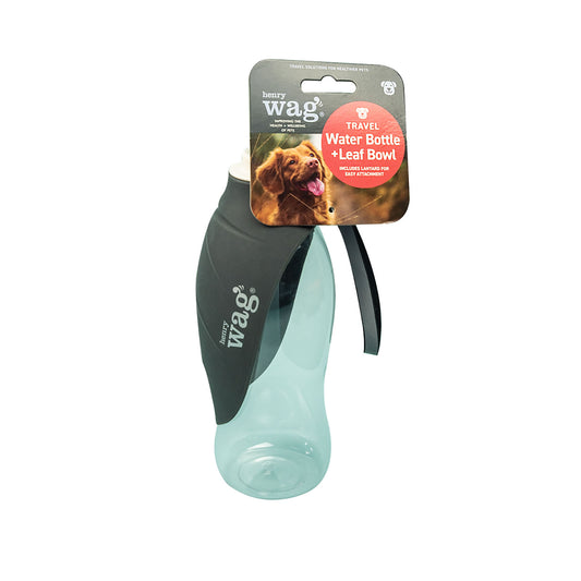 Henry Wag Travel Water Bottle with Leaf Bowl Grey 500ml