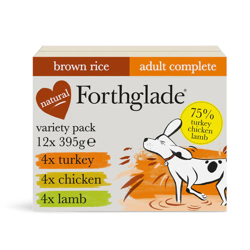 Forthglade Complete with Brown Rice Adult Dog Tray Mixed Multipack 12 x 395g