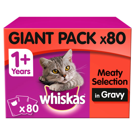 Whiskas Pouch 1+ Meat Selection Gravy 85g GIANT 80 Pack