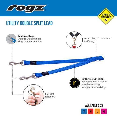 Rogz Utility Double Split Lead Small