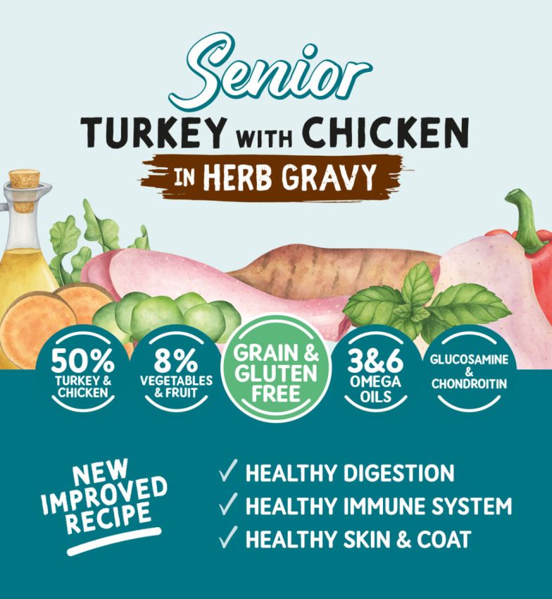 Naturo Cans Senior Dog Grain & Gluten Free Turkey with Chicken in a Herb Gravy 12 x 390g