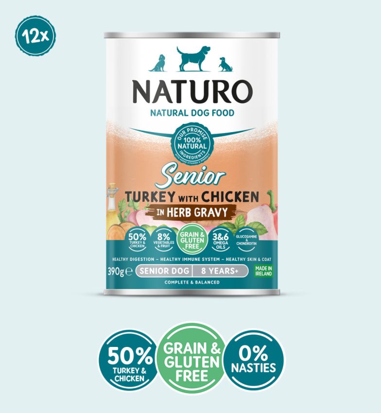 Naturo Cans Senior Dog Grain & Gluten Free Turkey with Chicken in a Herb Gravy 12 x 390g