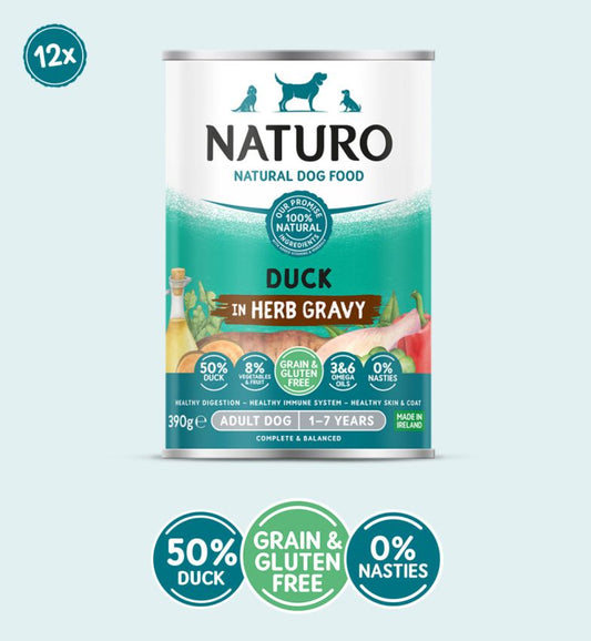 Naturo Cans Adult Dog Grain & Gluten Free Duck in a Herb Gravy 12 x 390g