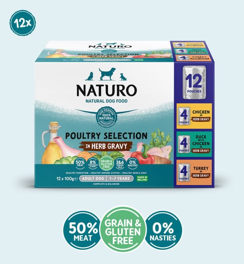 Naturo Adult Dog Pouch Poultry Selection in Herb Gravy 12 x 100g - Case of 4