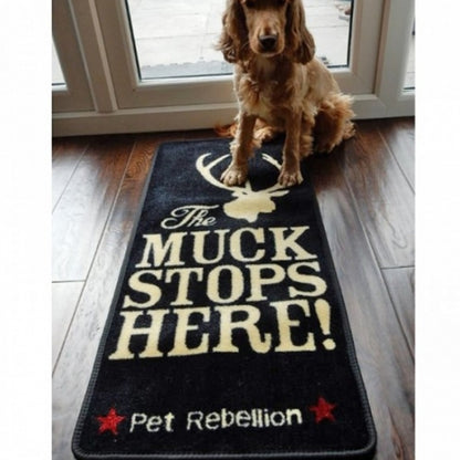 Pet Rebellion Stop Muddy Paws Mat - The Muck Stops Here Black 45cm x 100cm