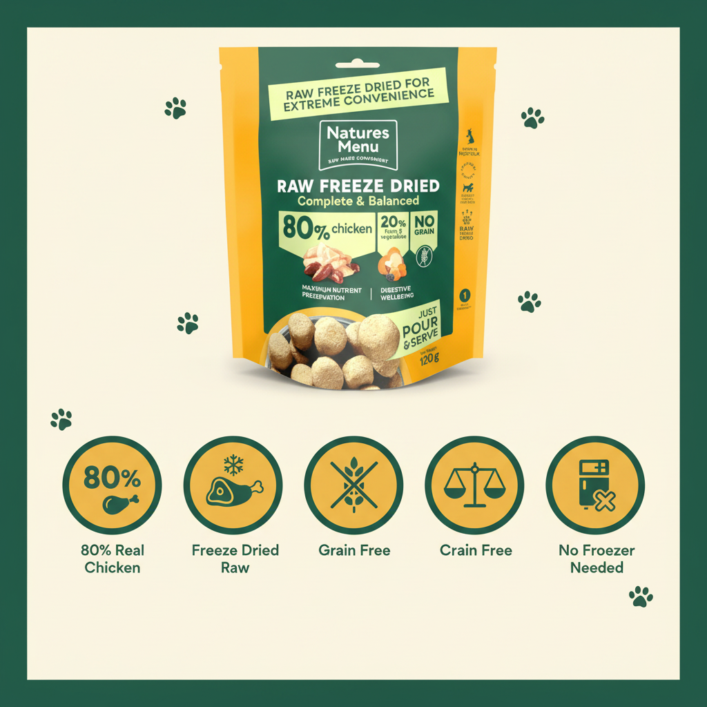Natures Menu Raw Freeze Dried 80/20 Chicken Infographic