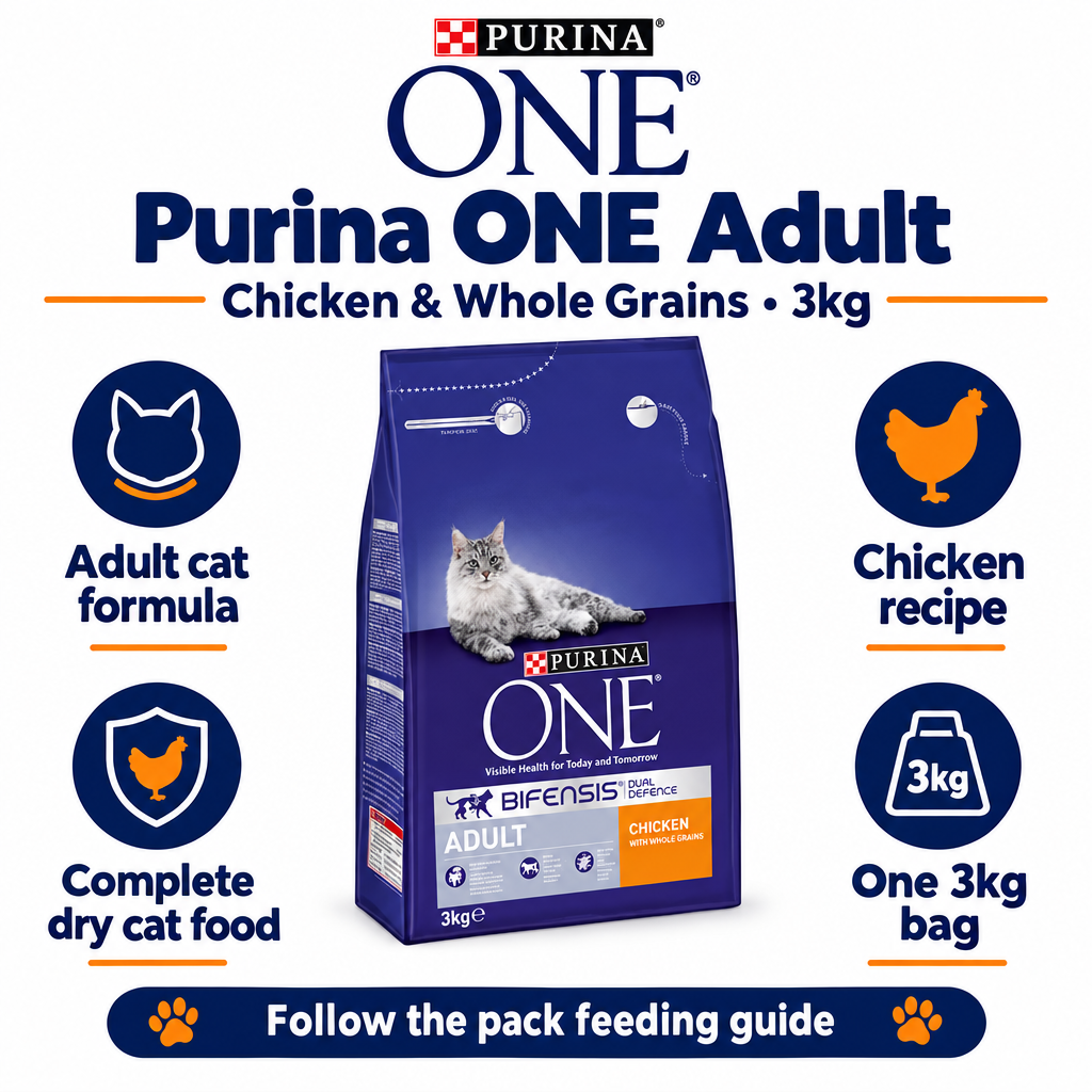 Purina One Adult Chicken & Whole Grains 3kg infographic