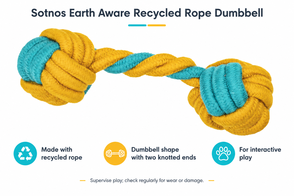 Sotnos Earth Aware Recycled Rope Dumbbell infographic draft