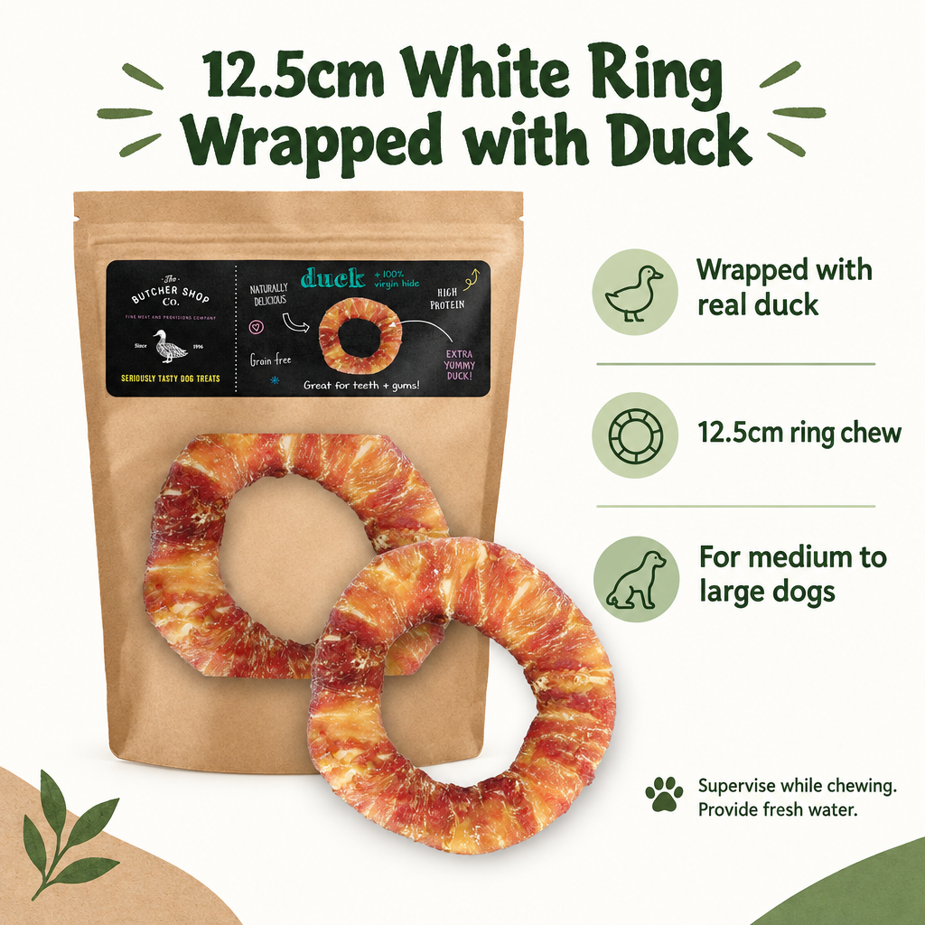 The Butcher Shop Co. Duck-Wrapped White Ring infographic draft