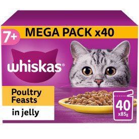 Whiskas Pouch 7+ Poultry Feasts in Jelly 85g MEGA 40 Pack