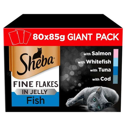 Sheba Pouch Fine Flakes Fish Selection In Jelly 85g