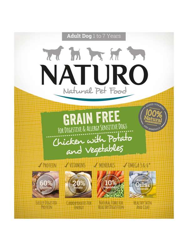 Naturo Adult Dog Tray Grain Free Chicken Potato & Veg 7 x 400g