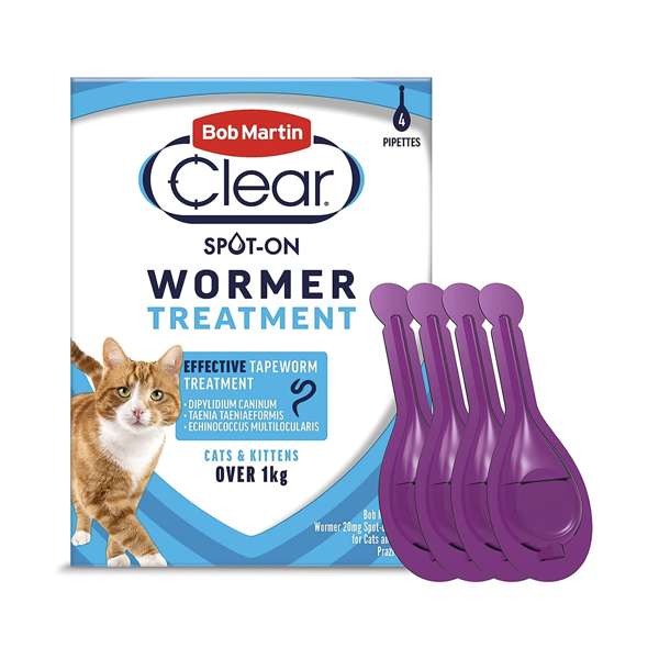 Bob Martin Clear Spot On Wormer for Cats & Kittens - 4 Pipettes