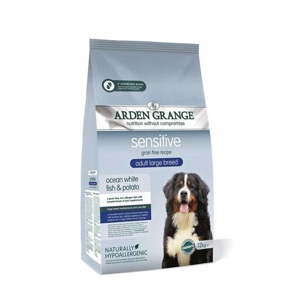 Arden Grange Adult Large-Breed Dog Sensitive Ocean Whitefish & Potato 12kg - Buy 2 Bags Save 5%