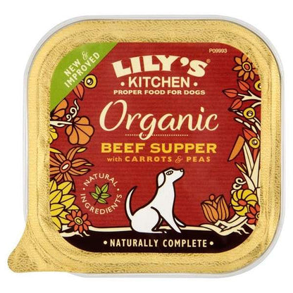 Lilys Kitchen Organic Beef Supper With Carrots & Peas For Dogs 10 x 150g