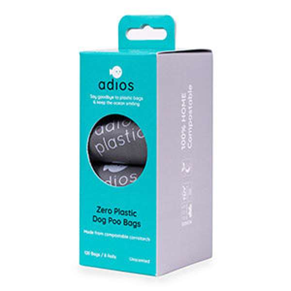 Adios Zero Plastic Poo Bags Grey Rolls