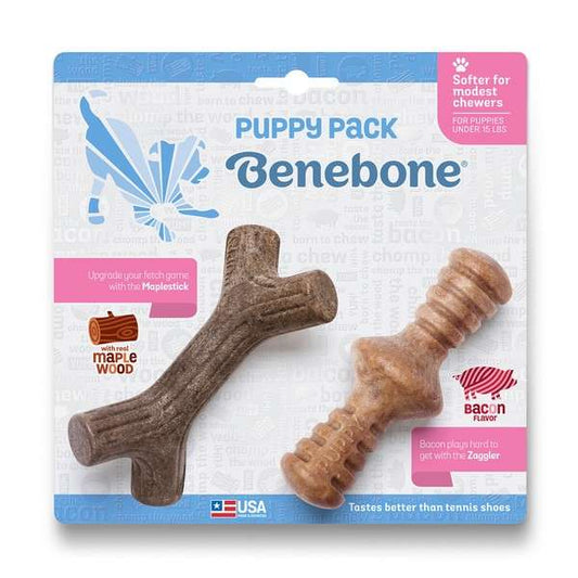 Benebone Puppy Maplestick & Zaggler Bacon Tiny Pack of 2