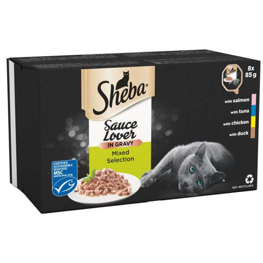 Sheba Sauce Lover Cat Food Trays Mixed Collection 8 x 85g