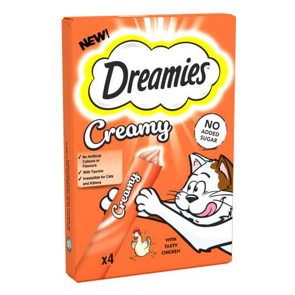 Dreamies Creamy with Tasty Chicken 4 x 10g - Case of 11
