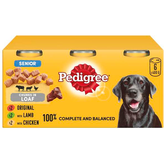 Pedigree Cans Senior Chunks in Loaf 6 x 400g -  Pack of 4
