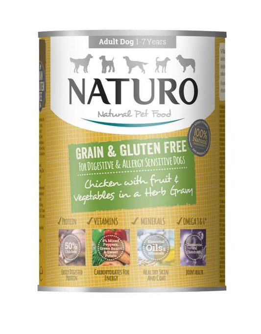 Naturo Cans Adult Dog Grain & Gluten Free Chicken in a Herb Gravy  12 x 390g