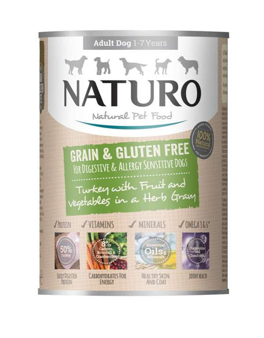 Naturo Cans Adult Dog Grain & Gluten Free Turkey in a Herb Gravy 12 x 390g
