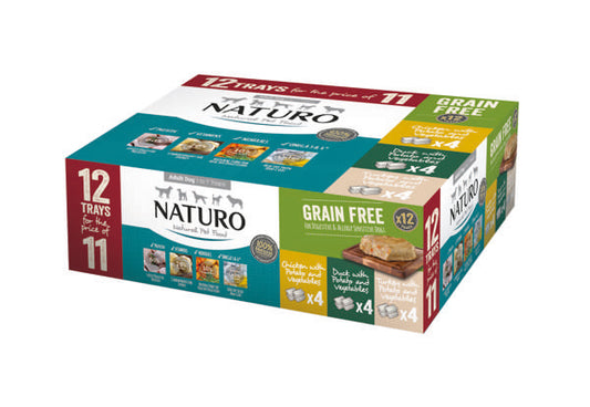 Naturo Adult Dog Grain Free Variety Pack Trays 12 x 400g