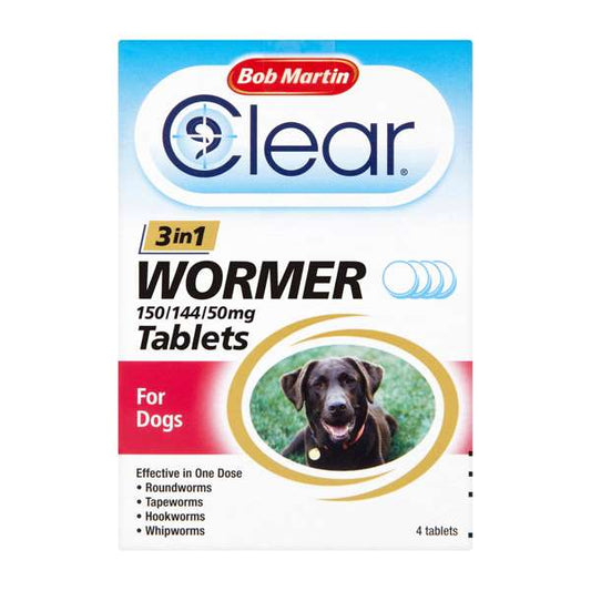 Bob Martin Clear 3-In-1 Wormer For Dogs 4 Pack