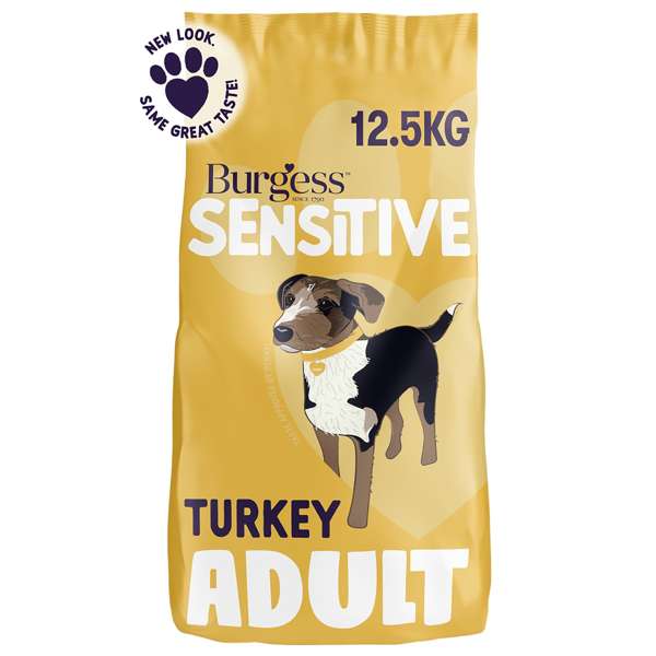 Burgess Sensitive Adult Turkey & Rice 12.5kg - Buy 2 Bags Save 5% & Free P & P