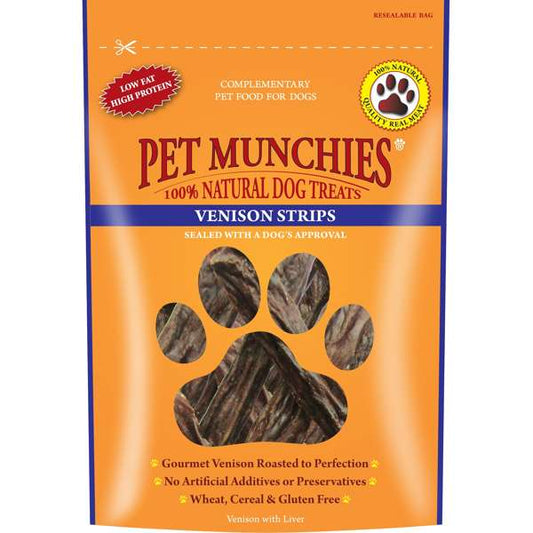 Pet Munchies Venison Strips Dog Treats 75g