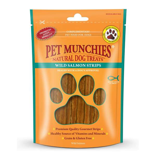 Pet Munchies Wild Salmon Strips Dog Treats 80g