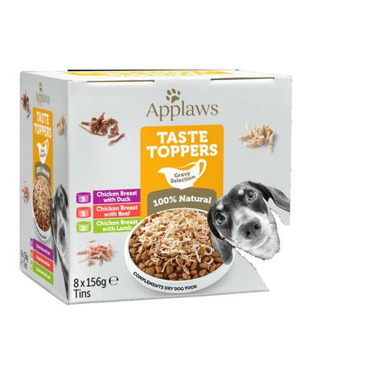 Applaws Taste Toppers Natural Wet Dog Food Gravy Selection 8 x 156g Tins