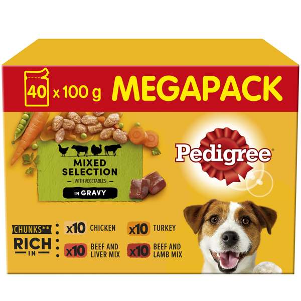 Pedigree Pouch Adult Gravy Real Meals 40 x 100g Mega Pack