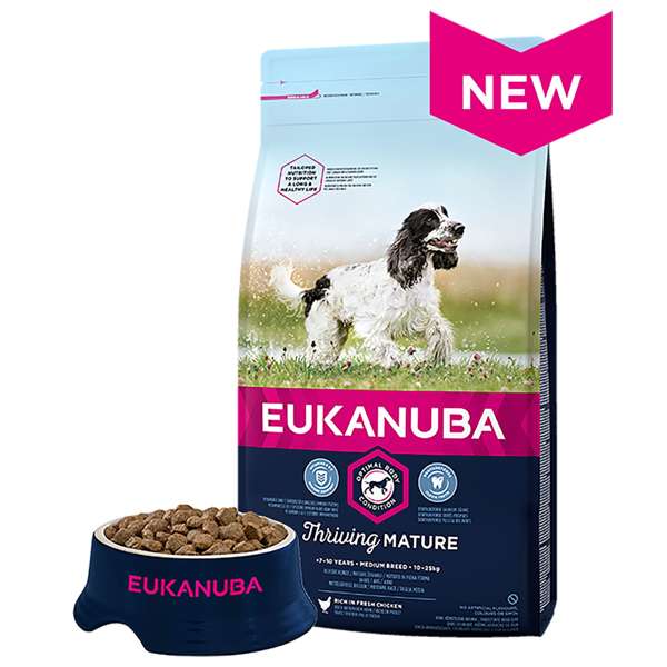 Eukanuba Thriving Mature Medium Breed Fresh Chicken 12kg - Free P&P
