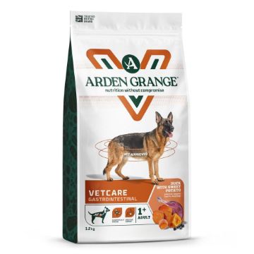 Arden Grange dog food package for vetcare gastrointestinal on a white background