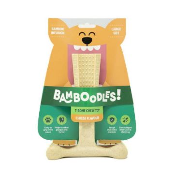 Bamboodles T-Bone Chew Toy For Dogs Cheese Flavour