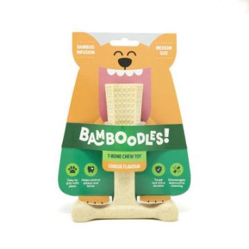 Bamboodles T-Bone Chew Toy For Dogs Cheese Flavour