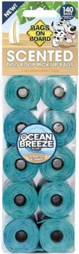 Bags on Board Scented Poo Bags Ocean Breeze 10 x 14 Bag Rolls