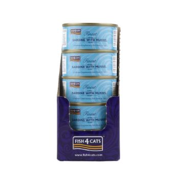 Fish4Cats Cans Sardine with Mussel 70g tin - Case of 10