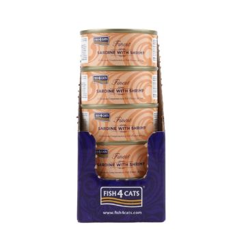 Fish4Cats Cans Sardine with Shrimp 70g tin - Case of 10
