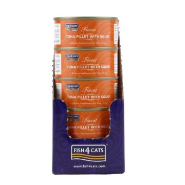 Fish4Cats Cans Tuna Fillet with Squid 70g tin - Case of 10